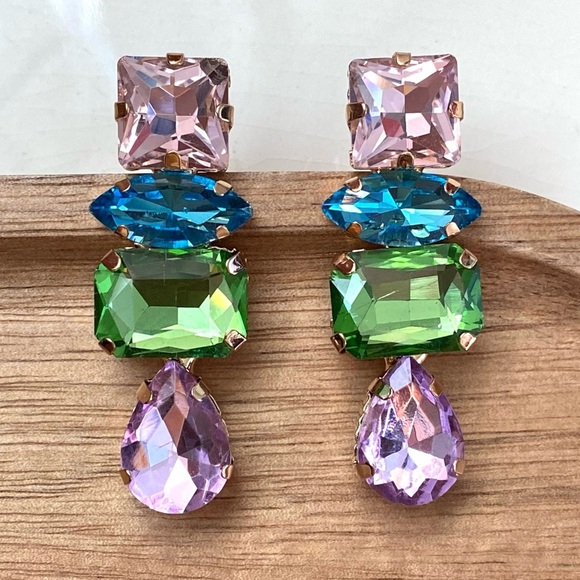 ✨ZARA LAURINO CRYSTAL COLOR DROP EARRINGS